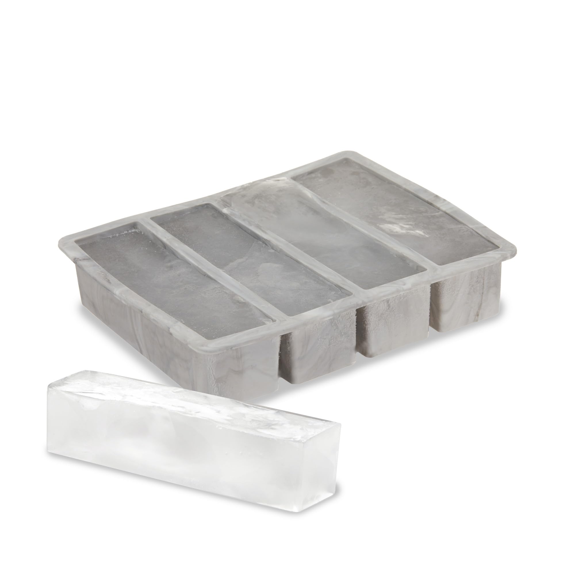 Host Eiswürfelform, macht vier 12,7 cm lange Würfel, langlebige Silikonschalen mit leicht zu lösendem Design, perfekt für Wasserflaschen und Highballgläser, Home Bar Zubehör, 1 Stück, Marmor