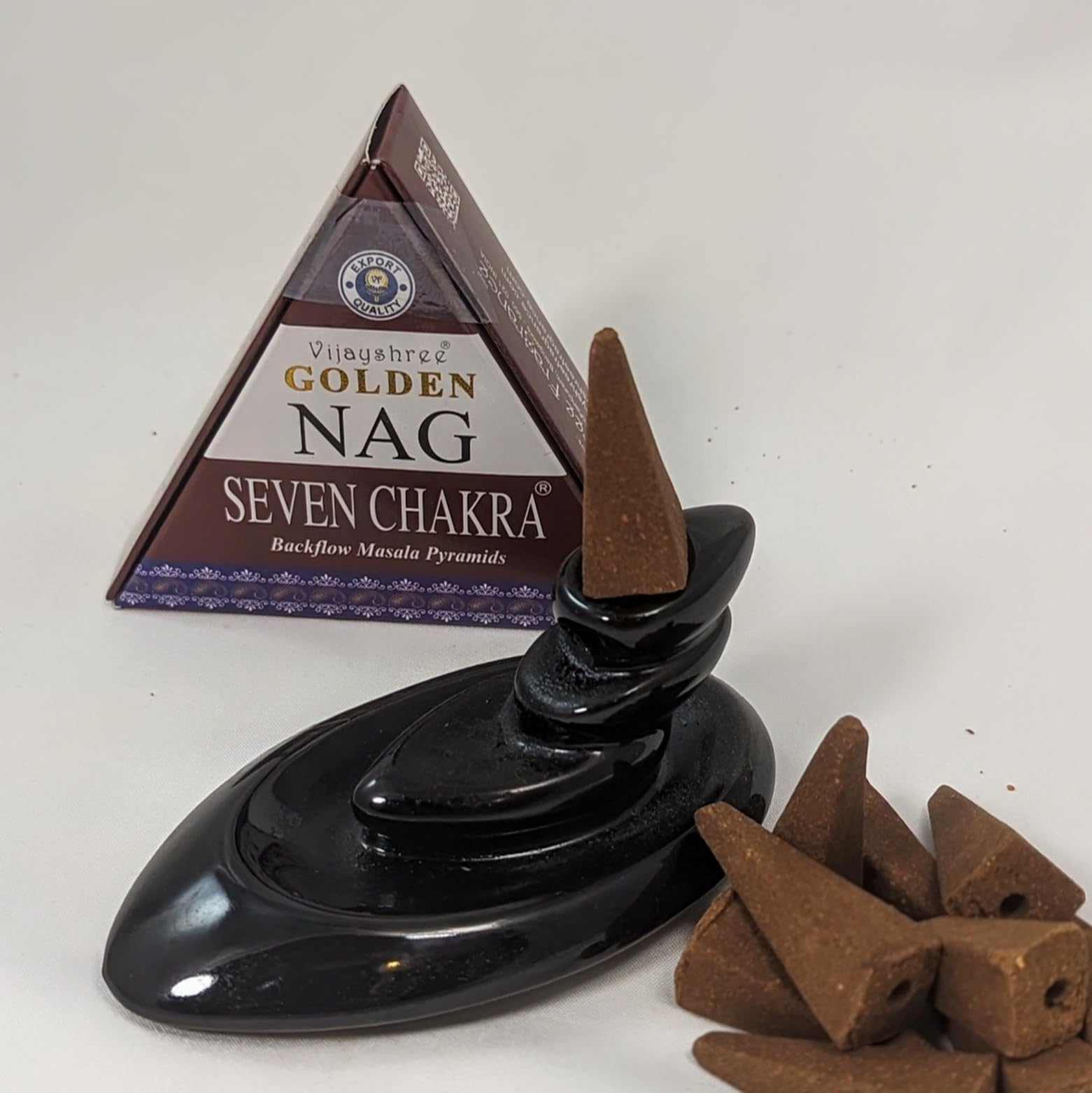 Jumbo Golden Nag - Back Flow Incense Cones (1, Seven Chakras)