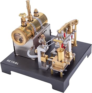 Miniature Steam Engine, Full Metal Construction with Horizontal Boiler and Flywheel, Assemble-It-Yourself Model Kit for Hobbyists and Engineers-84PCS