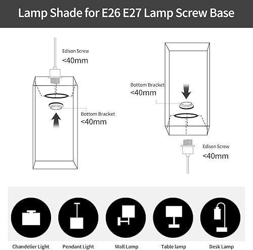 Miniatura 4 de ALUCSET Juego de 2 pantallas de lámpara pequeñas de 4.2 x 4.2 x 8.5 pulgadas, pantalla de repuesto de tela de lino para lámparas de mesa, color