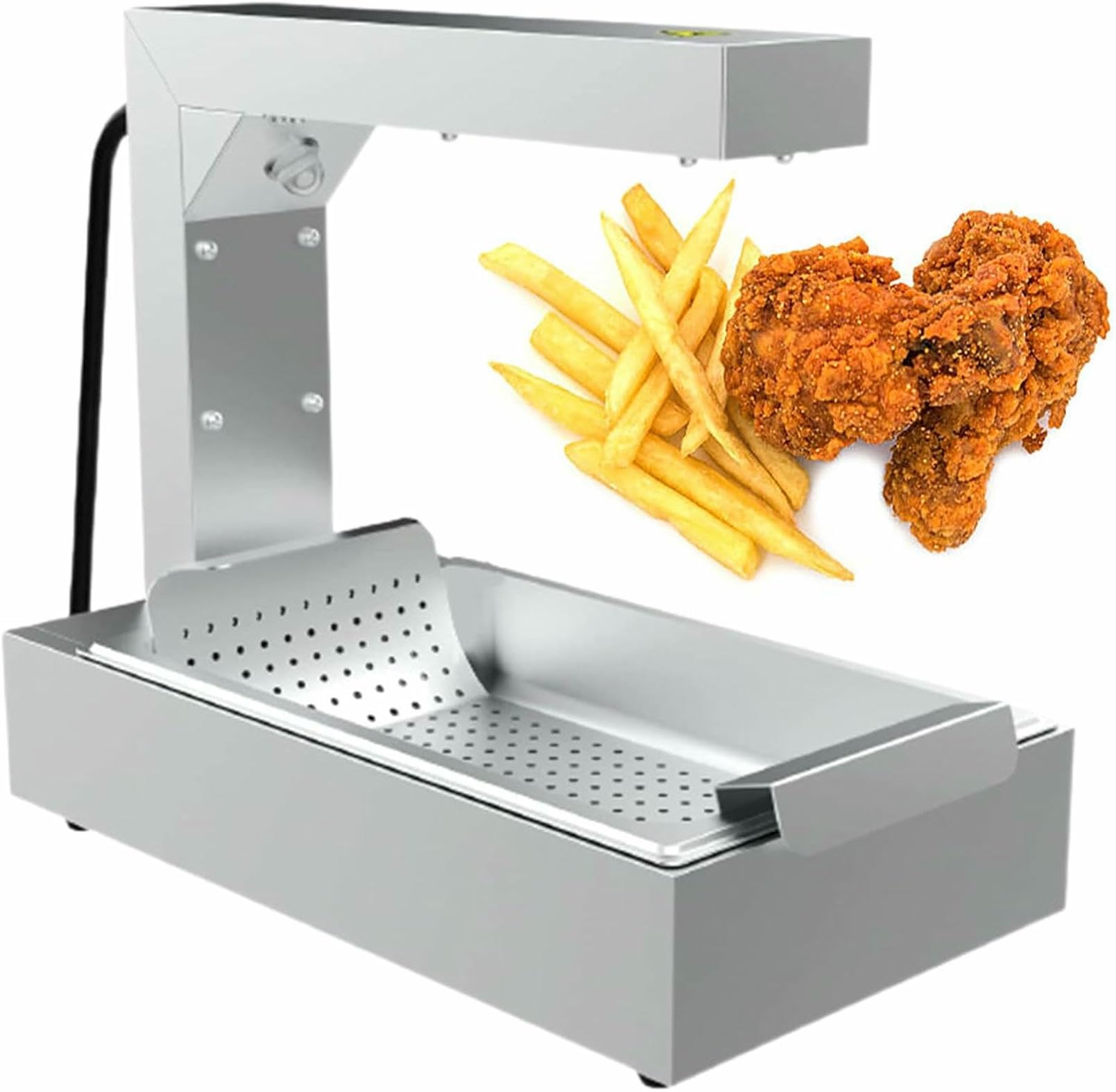 JKJZSALJ Commercial Stainless Steel Food Warmer, 1000W Countertop Display For Keeping French Fries And Chicken Hot,Whit