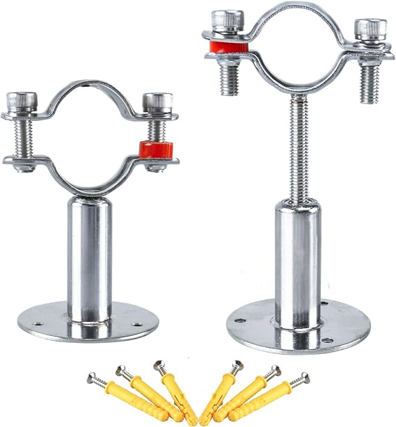 Homend Stainless Steel Wall Mount Ceiling Mount Pipe Support, Adjustable Pipe Bracket Clamp Pipe Straps for Dia 32mm (1-inch) Pipe Tube, Set of 2 (Dia:32MM (Fit for 1 inch Pipe))