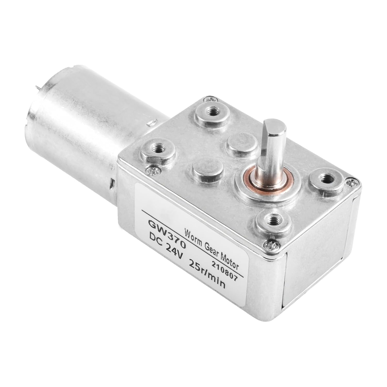 DC 24V 25RPM Speed Reduction Motor Worm High Torque Mini Metal Gearwheel Gear Motor 0.39 in/ 10 mm Shaft Micro Slow Speed Full Metal Gearbox for Self-Made Engines Robot Models