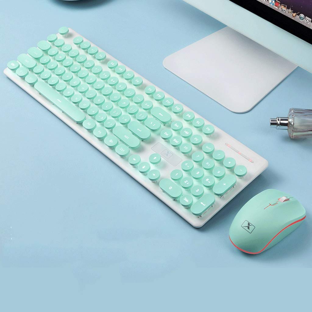 XXW Rechargeable Wireless Keyboard And Mouse Set Mechanical Feel Game Light Mute Office Notebook Desktop Computer (Color : Green)