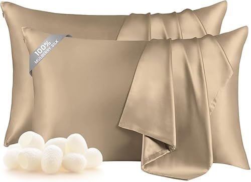 Miniatura 86 de THXSILK Funda de almohada de seda de morera 100% natural para cabello y piel, tamaño estándar de 20 x 26 pulgadas, funda de almohada de seda suave
