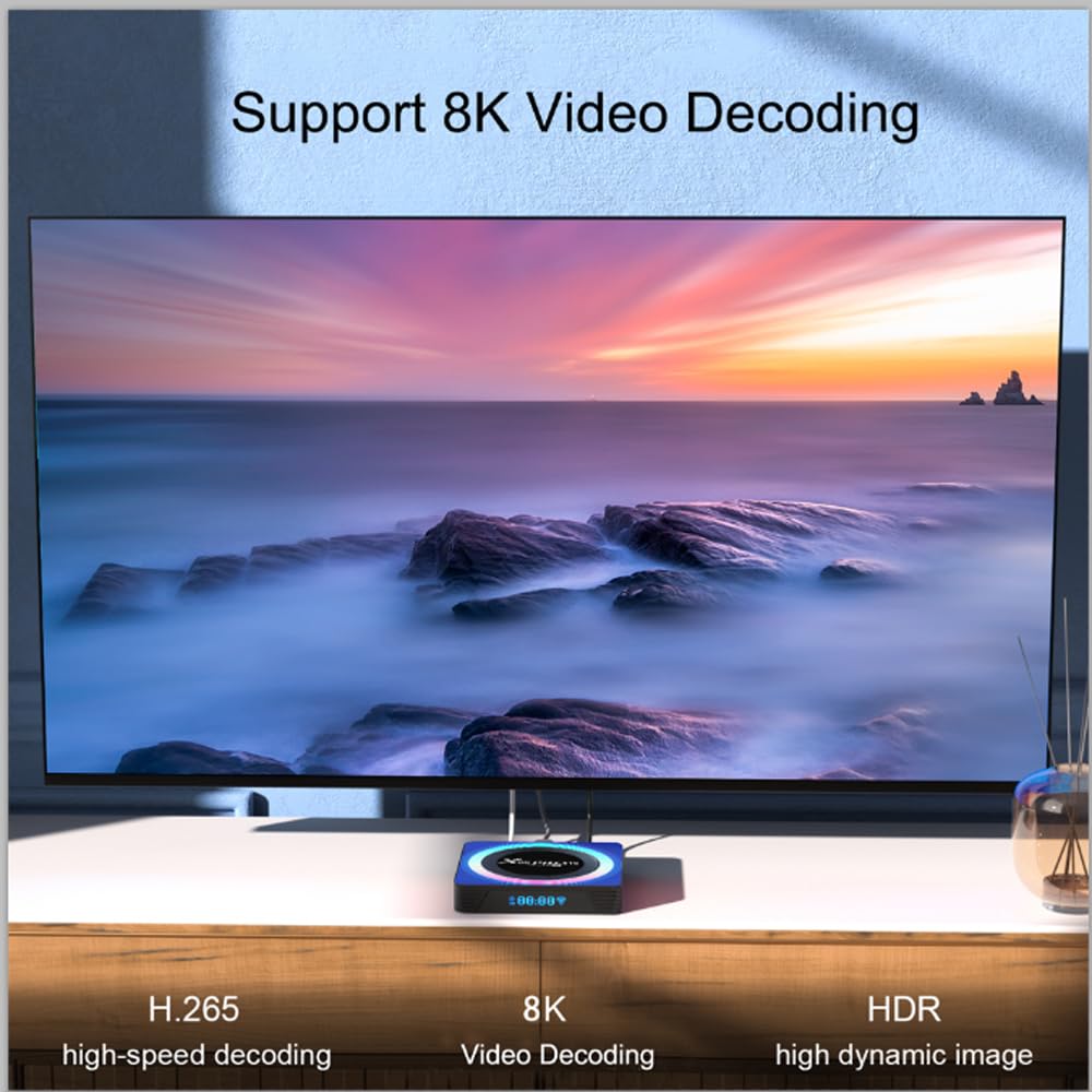 Android 13.0 TV Box, X88 PRO 13 Acrílico 4GB RAM 64GB ROM RK3528 Quad-Core WiFi6 Dual Band 2.4G/5.8G BT5.0 8K HDR10+ Ultra HD USB3.0 Smart Home Player