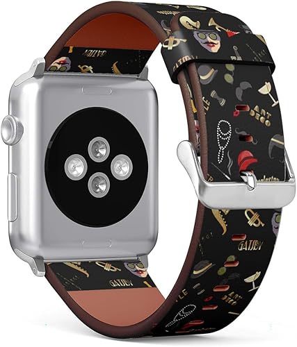 Mingdao Leather Band Compatible with Apple Watch Series 7 6 5 4 3 2 1 SE 38mm40mm41mm42mm44mm45mm (Art deco style of era of the early 20th century)