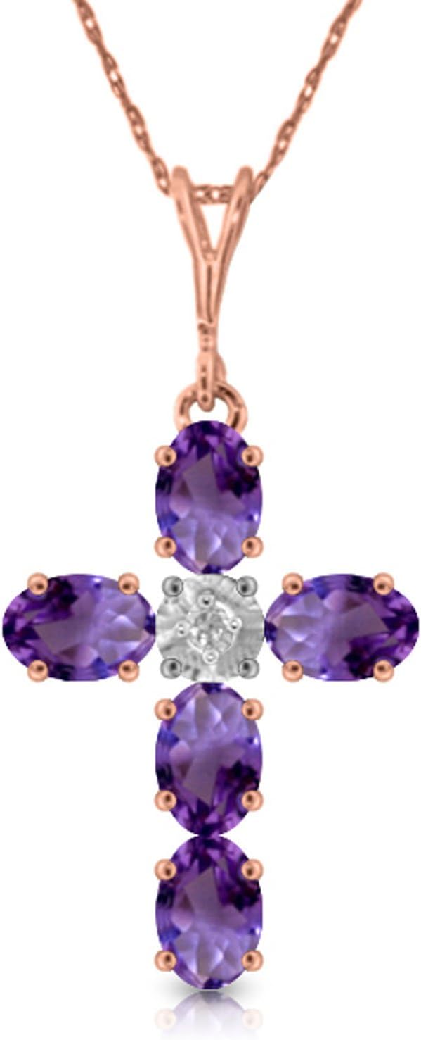 Galaxy Gold GG 14k Rose Gold 18" Necklace with Amethyst Cross Pendant