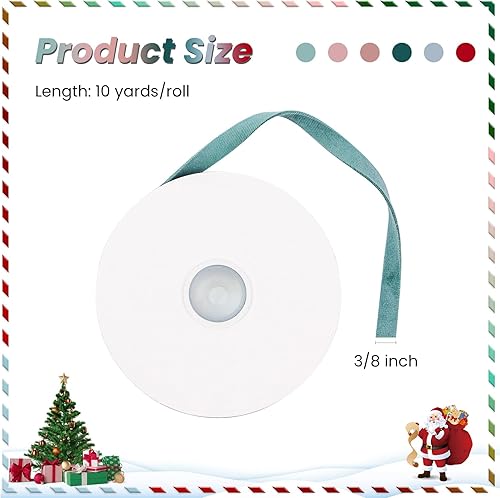 Miniatura 2 de Cinta de terciopelo de doble cara verde polvoriento, 38 pulgadas, 10 yardas, cintas de terciopelo para decoración de coronas de Navidad, envoltura