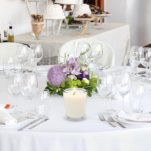 Miniatura 8 de Velas votivas blancas sin perfume en vidrio, 20 paquetes de velas votivas pequeñas de cera de soja para mesa de cena de fiesta de boda
