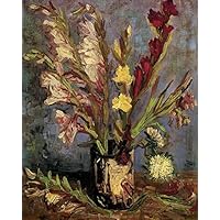 Amazon.co.jp: グラジオラス付き油絵花瓶 18 枚 ヴィンセント ファン