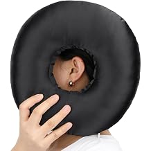 Black Piercing Pillow, Pillow with Hole for Ear for Side Sleepers, Donut Shape Design Comfy Pillows, Washable Polyester Fiber for Travel & Home Use, Ear Piercing Aftercare Support