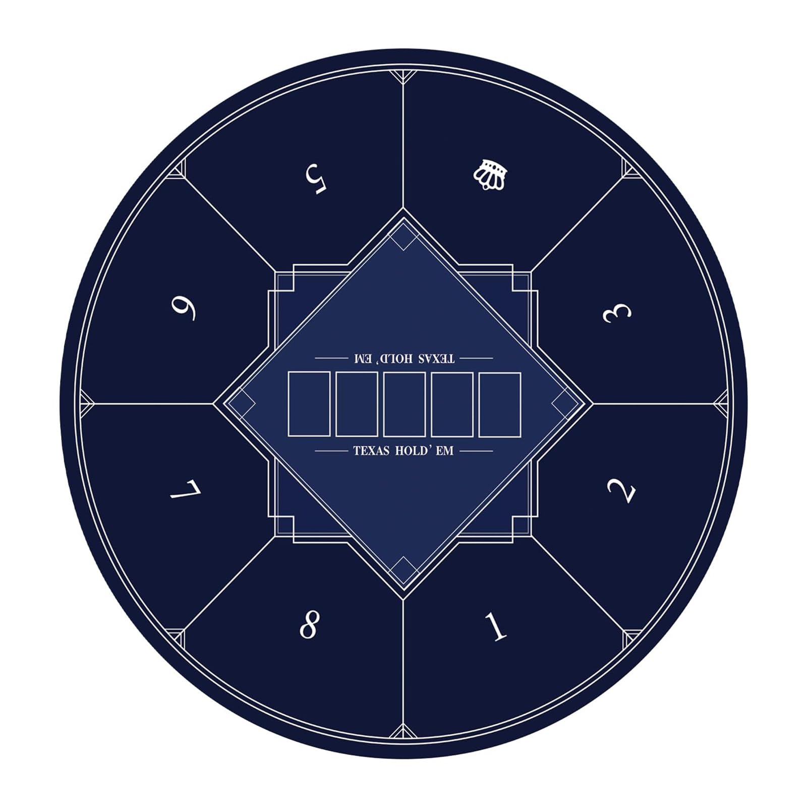 Alfombrilla de póquer redonda portátil para Texas Holdem, adecuada para 8 jugadores, mesa plegable con diseño Art Deco