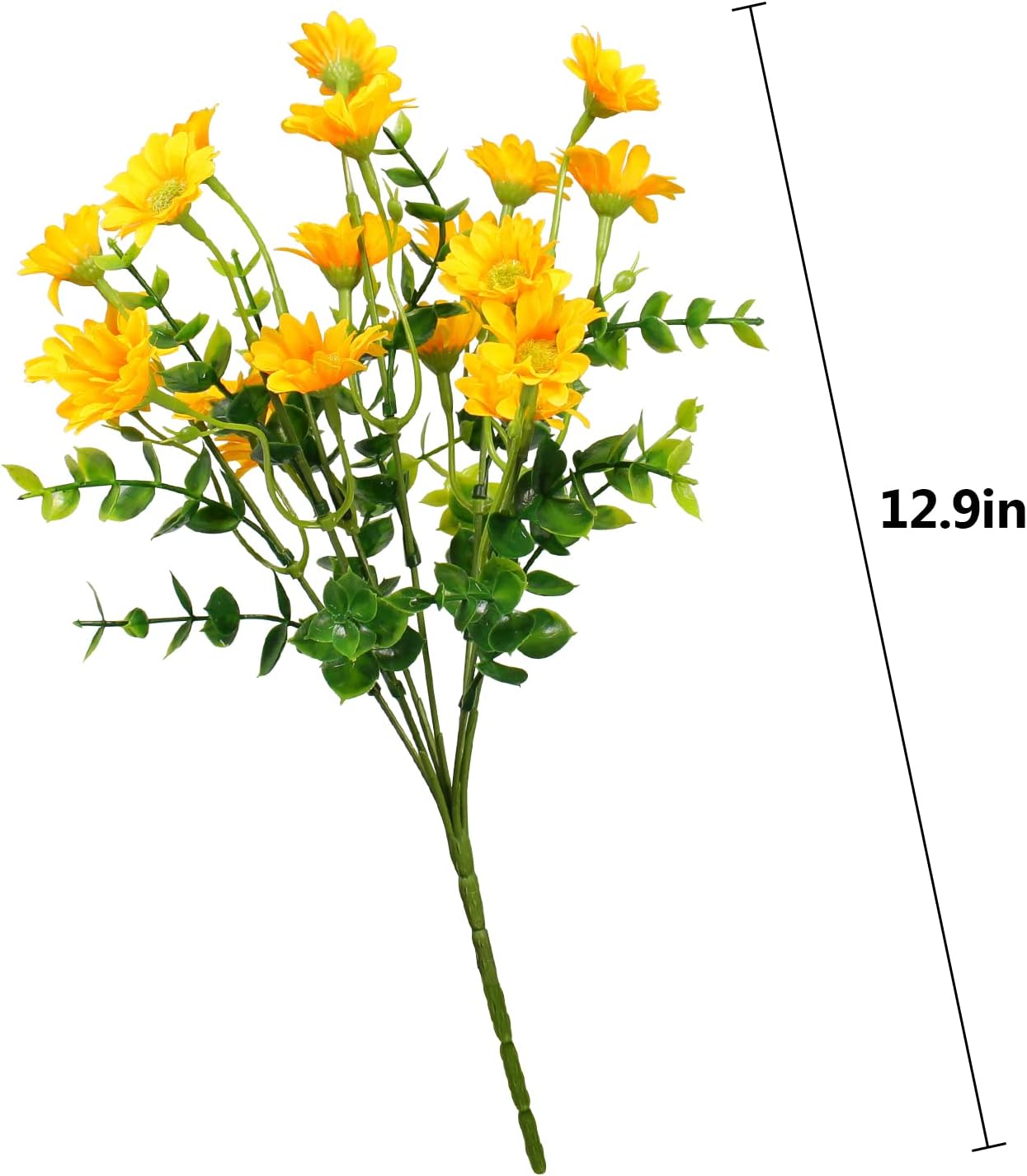 alyptus Fake Flowers Yellow Flowers for Spring Summer Decor - 8 Bundles Outdoor Christmas Flowers UV Resistant Artificial Flower for Home Garden Window Decor - Image 2