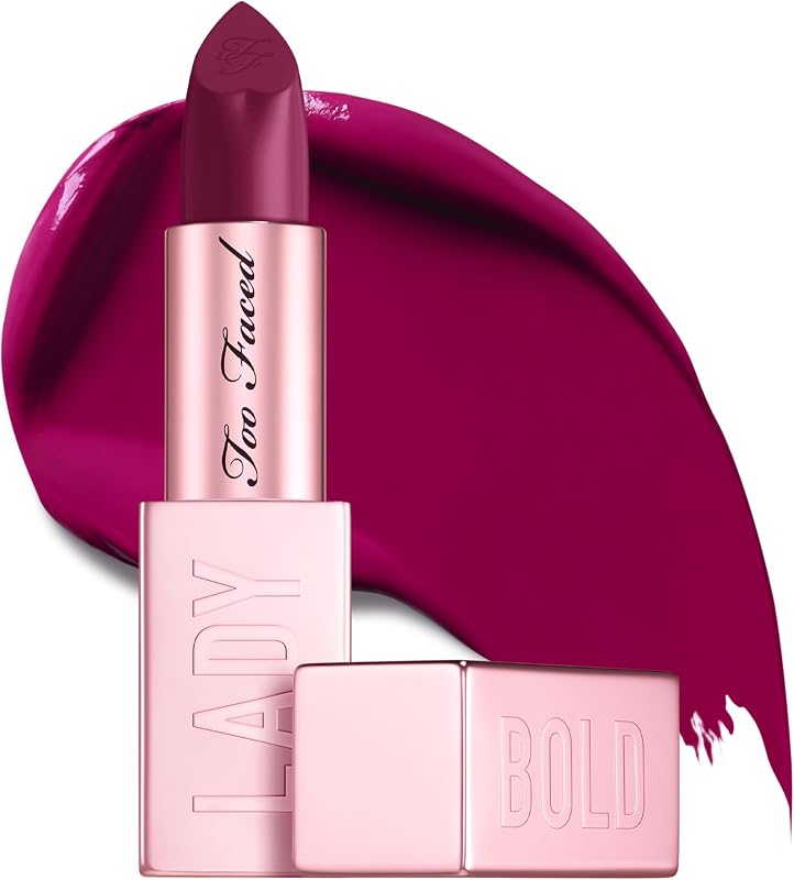 Too Faced Lady Bold Cream Lipstick | Creamy, High-Impact Color, Lightweight, Vegan + Cruelty Free, 0.11 Ounce