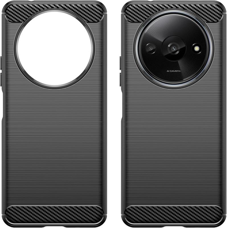 Image of NPRC Hybrid Ultra Slim Protective Case TPU Non-Slip Carbon Fiber Texture Shockproof Case Cover for Poco C61 - Black