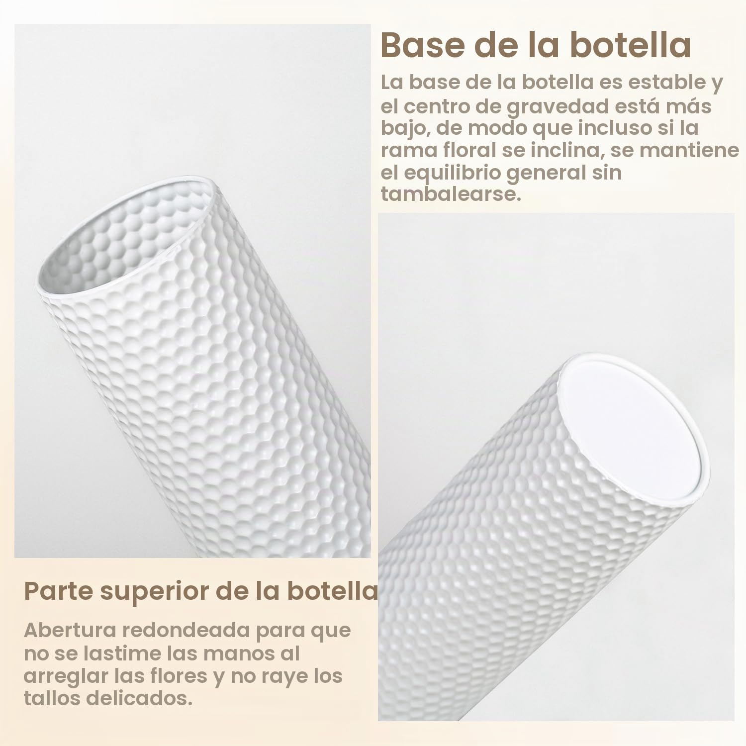 Dnnnii Juego de 3 jarrones – Jarrones altos cilíndricos de metal blanco, estructura moderna de panal, grandes jarrones de pie para salón (altura hasta 70 cm, decoración de habitaciones)