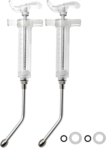 Zalaxt 2 jeringas reutilizables para cabras, jeringa con 2 boquillas de empapamiento, jeringa ajustable para pistola de dosificaciĂłn para ovejas Zalaxt 2 jeringas reutilizables para cabras, jeringa con 2 boquillas de empapamiento, jeringa ajustable para pistola de dosificaciĂłn para ovejas