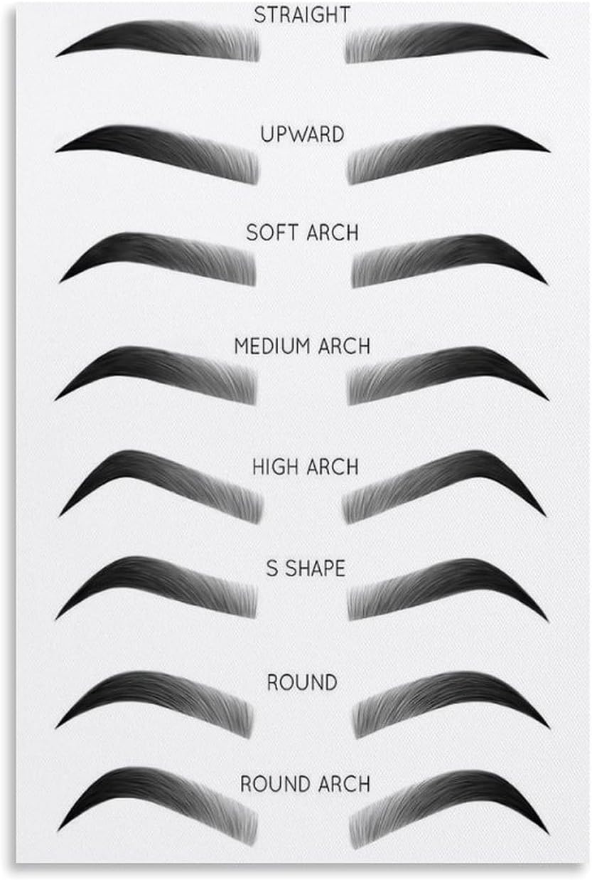 Eyebrow Shape Poster Type, Eyebrow Shape Chart Poster, Women's Eyebrow Shape Beauty Salon Wall Poster Poster for Room Aesthetic Posters & Prints on Canvas Wall Art Poster for Room 16x24inch(40x60cm)