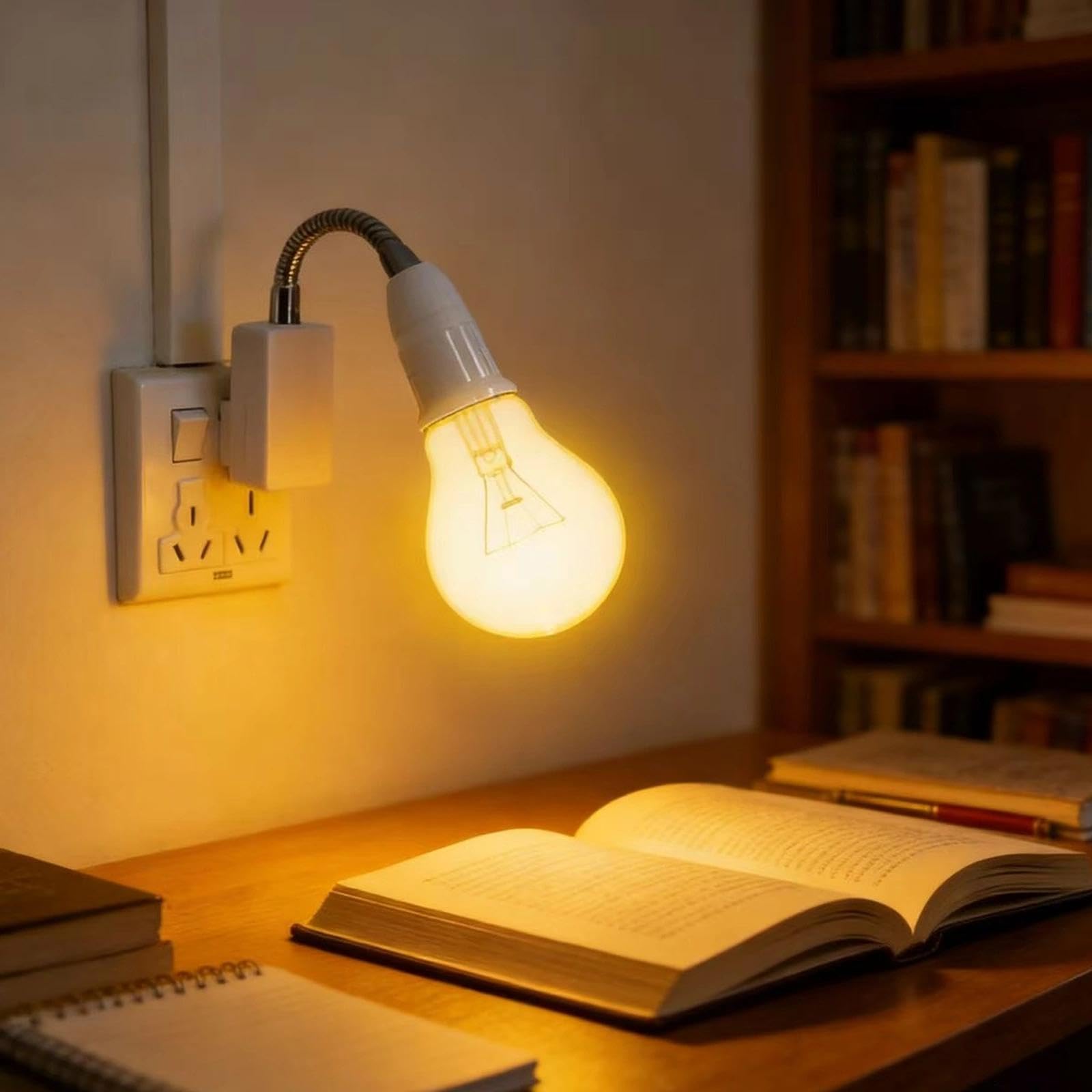 HENGBIRD 2 x adapter E27 – elastyczna lampa typu łabędzia szyja do gniazdka z wtyczką UE, oprawa 20 cm z wtyczką, odporna na wysokie temperatury PBT do czytania LED