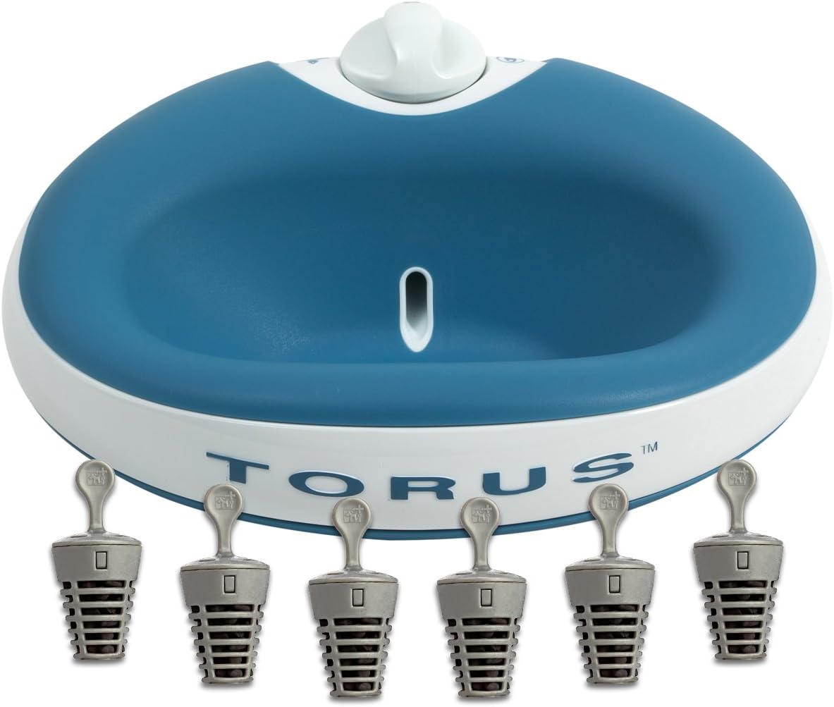Heyrex Torus 1-Liter Pet Water Bowl, Blue, with 6 Filters