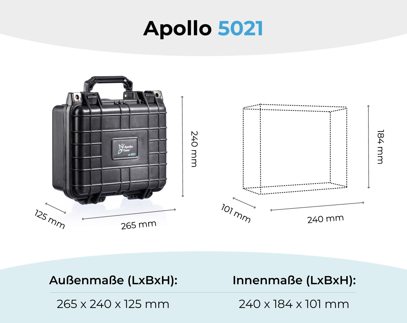 Apollo Case 5021 - Funda protectora de plástico duradero para equipos, absorbe los golpes con diseño delgado, antiarañazos y ligera, ideal para uso diario, Black, Minimalista, plástico duro,