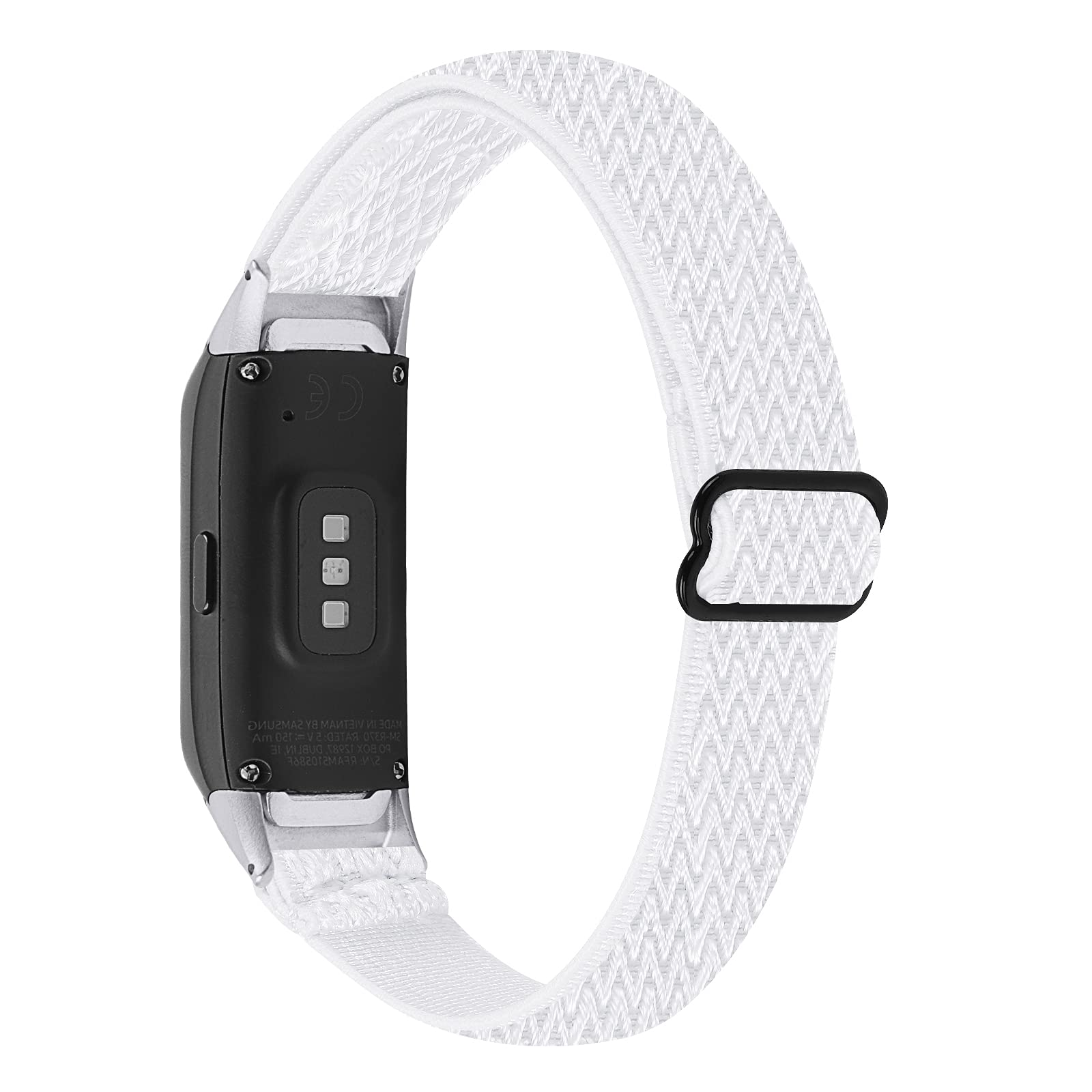 Lijinlan Elastic Woven Nylon Band Compatible with Samsung Galaxy Fit SM-R370, Stretchable Adjustable Breathable Cotton Braided Replacement Strap for Galaxy Fit for Women (White)