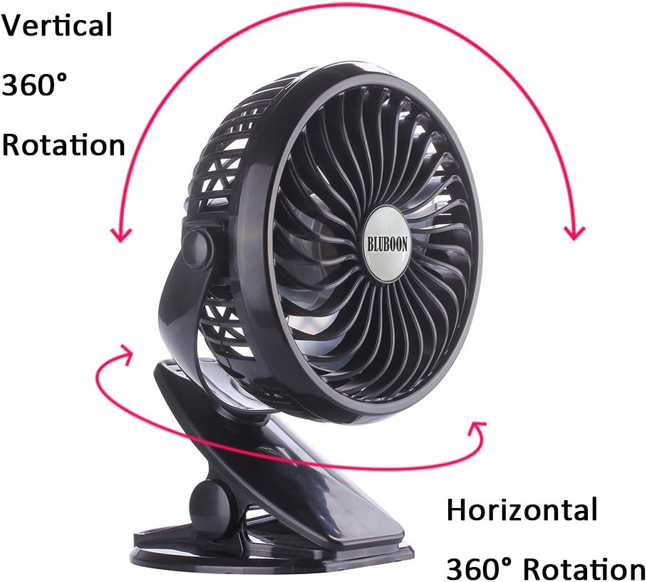 Uр Tо 40% оƒƒ BLUBOON Clip on Fan Battery Operated Fan Portable for Baby Stroller 5 inches (Two Batteries, one for Backup)