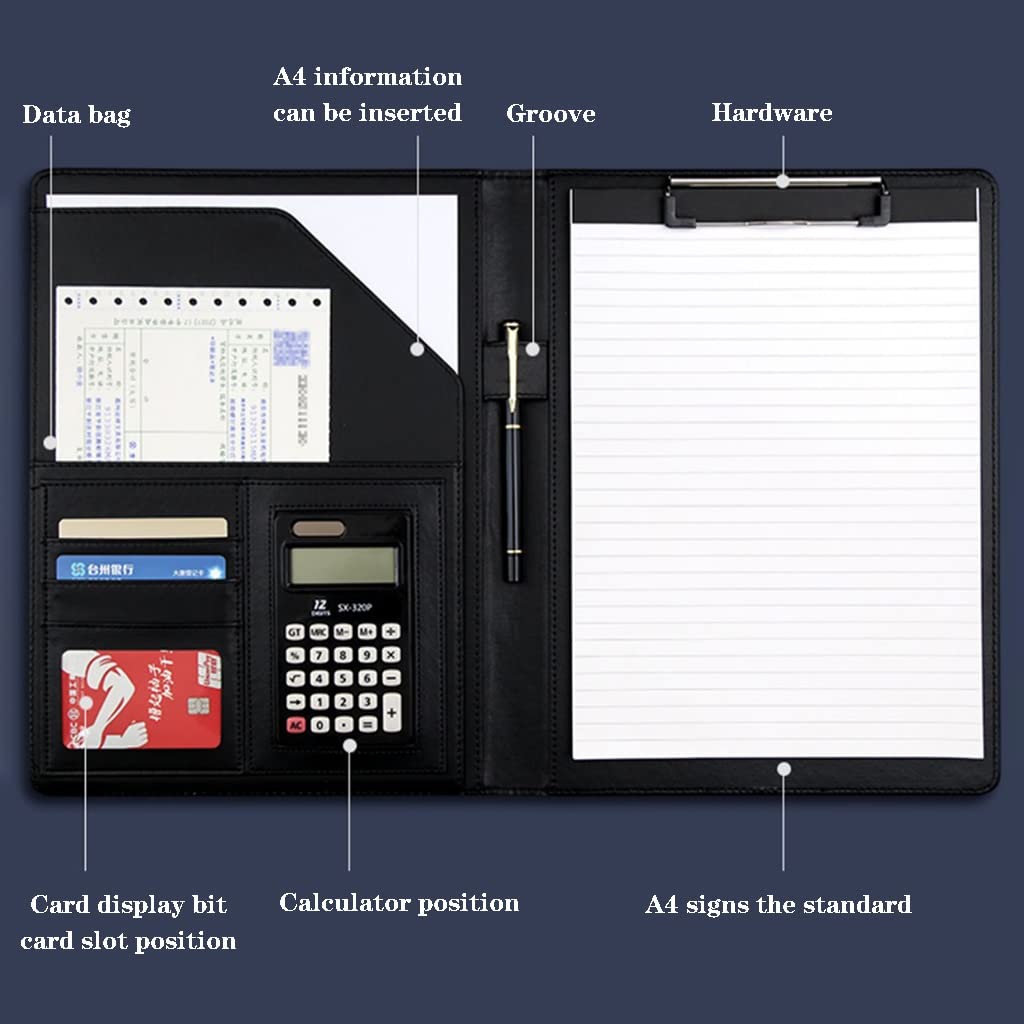 Zdejmujący się Ring Binder i Notepad, Teczka organizera do portfolio A4, format Letter, 320x245x35 mm, podkładka z PU, wielokolorowa(Rose Red,8 Bit+5*note pad)
