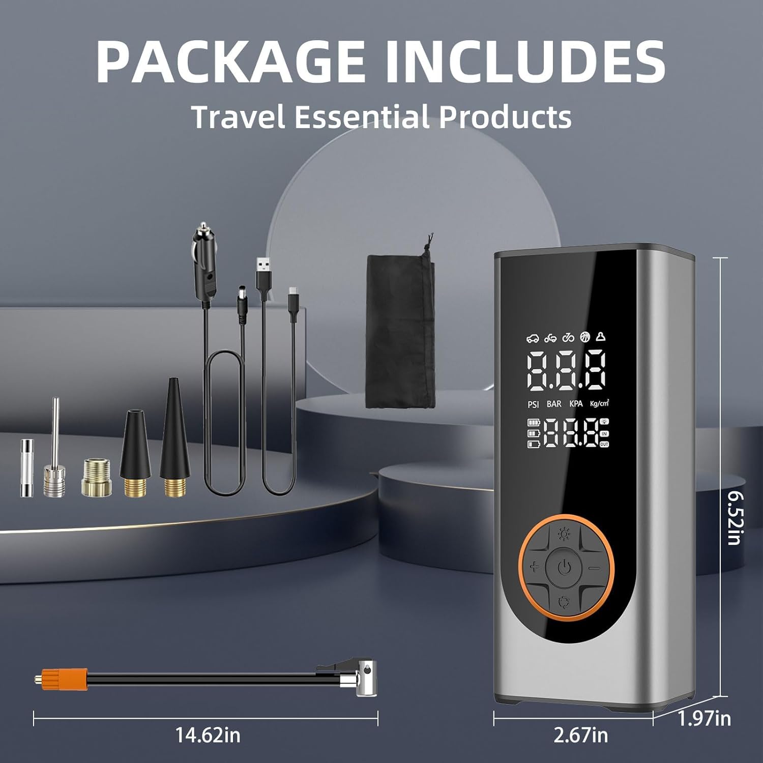 Tire Inflator Portable Air Compressor 150PSI Air Pump for Car Tires with Tire Pressure Gauge Cordless 10000mAh 3X Faster Portable Tire Inflator for Car,Bikes&Motorcycle Tires, Balls