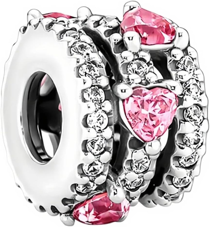 10 Pack Silver Bead Charms for Pandora Bracelets and Necklaces, CZ Pendant Jewelry Charm Set for Women - Image 5