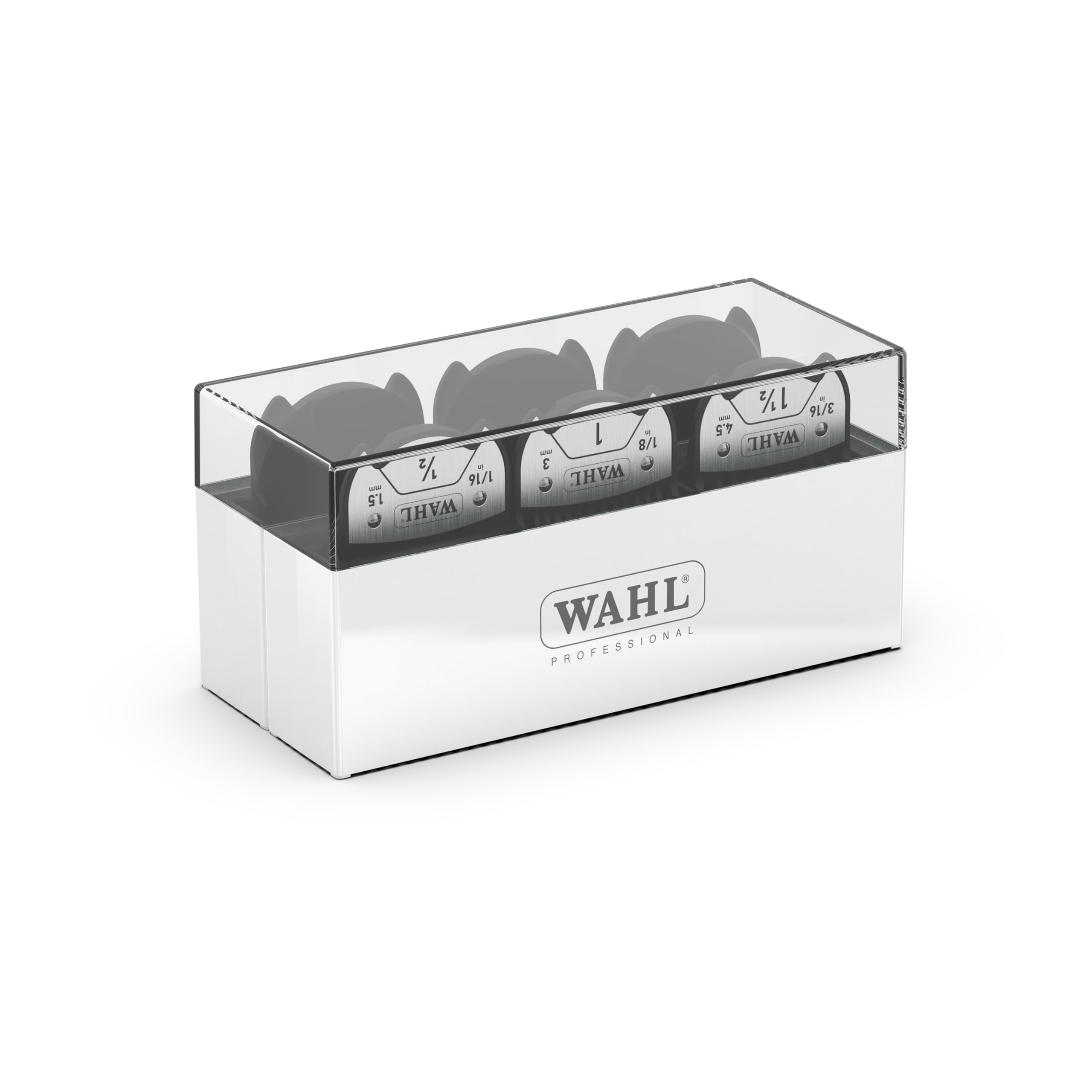 WAHL Zestaw Magnetycznych Nasadek Grzebieniowych Premium, #0.5-4, 1.5-13mm, Nasadki do Strzyżenia, Pudełko do przechowywania, Akcesoria do Maszynek i Trymerów, Czarne, Kuno, Chromstyle, Genio
