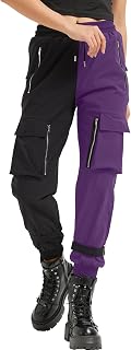 Black Cargo Pants Women Loose Chained Multi-Pocket Multi-Zip Punk Goth Pants