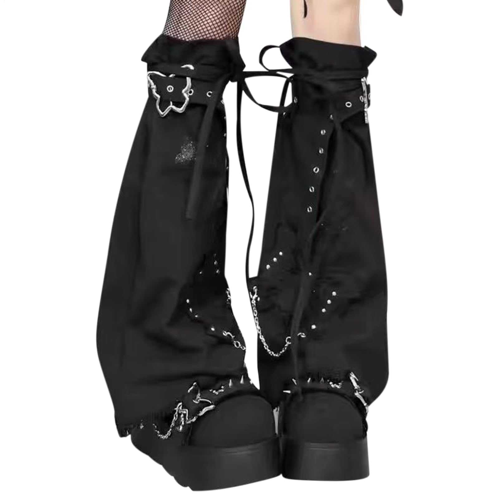Scaldamuscoli da donna, scaldamuscoli punk con collana - Outfit Cosplay calzini alti | Per donne ragazze bambini inverno Natale Halloween attività all'aperto