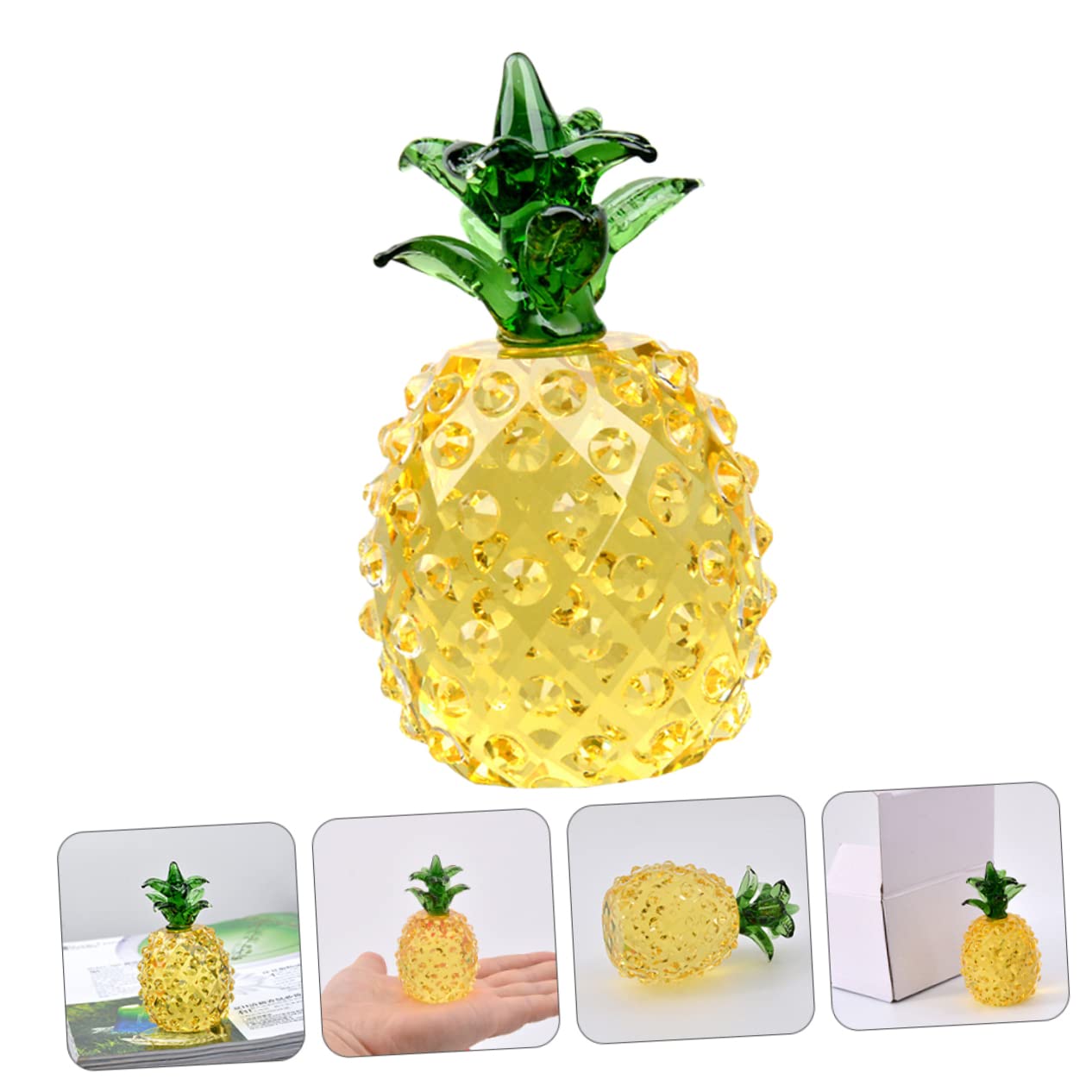 Amosfun 3 Piezas De Piña De Cristal Tallada Adorno De Escritorio Fruta Decoración del Hogar para Fiestas.