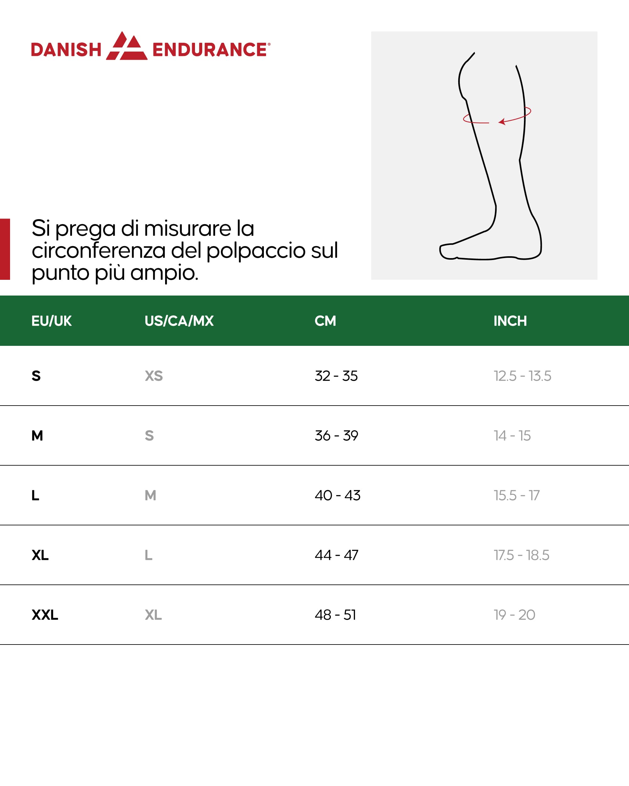 DANISH ENDURANCE Fasce a Compressione Graduata Uomo Donna, 21-26mmhg, Scaldamuscoli per Polpaccio, Gambaletti Compressione, 1 o 3 Paia