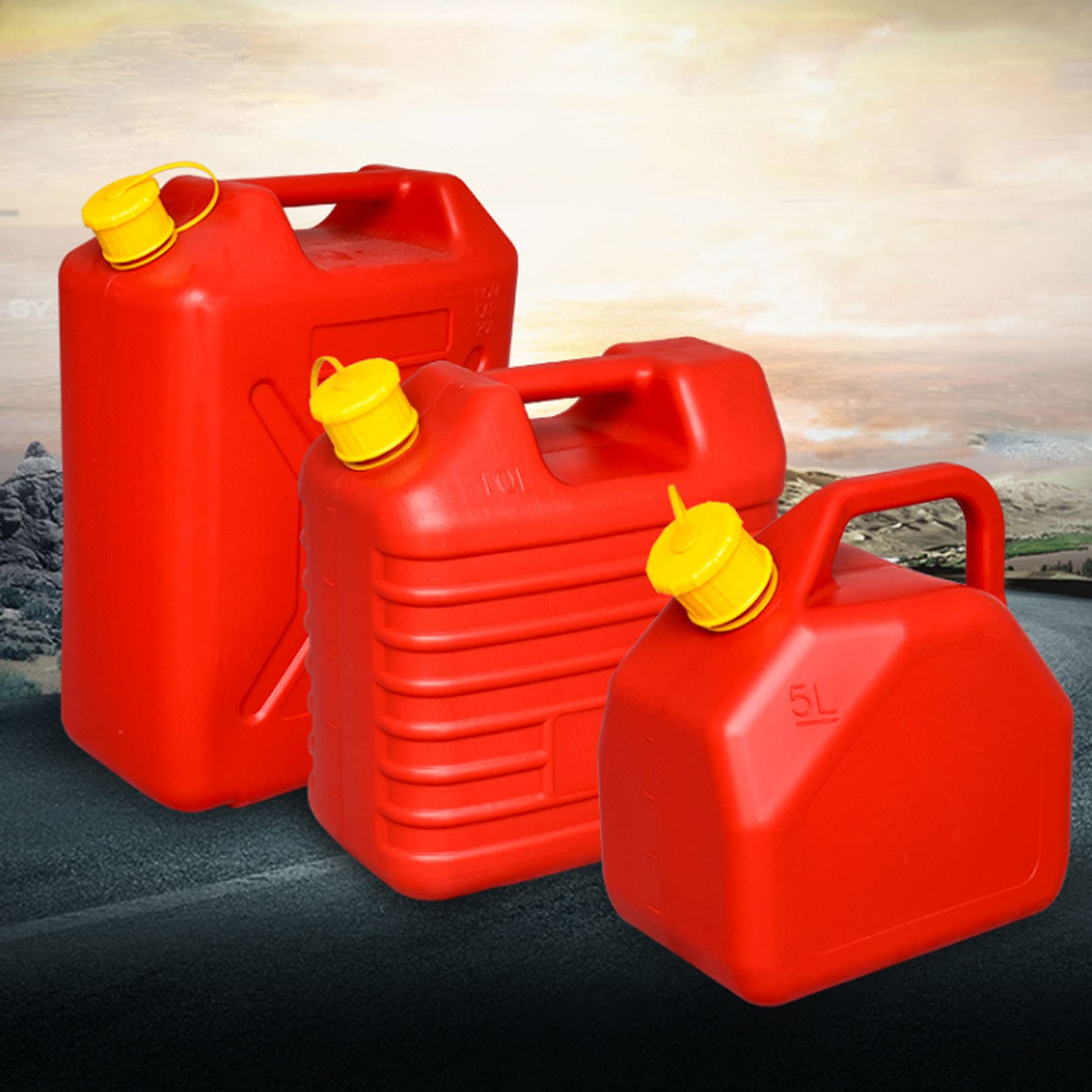 Recipientes para gasolina Bote de gasolina de 5L, 10L, 20L para almacenamiento de combustible Contenedor de aceite diesel Bote con pico vertedor para gasolina y diesel, Bomba manual de sifónx1, Apro