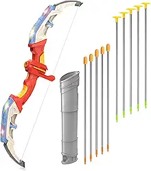 Conjunto infantil de arco e flecha, conjunto de brinquedos de tiro com arco e luz LED com 5 setas com ventosas e 5 flechas macias, estojo para alvo e flecha, brinquedos internos e externos para
