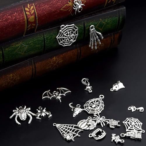 Miniatura 3 de 100 dijes de Halloween para hacer joyas, suministros de manualidades para collares, pulseras, aretes y más