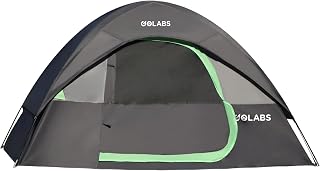 Golabs CT1 2-Person Camping Tent: 3-Min Setup, PU1500mm Waterproof, 4.4lbs Lightweight with Mesh Ventilation & Storage Pockets