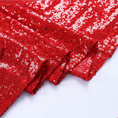 Trlyc Red Sequin Tablecloth Rectangle - Seamless 60X80Inch Glitter Rectangular Parties Wedding Sequined Table Cloth #TOP5