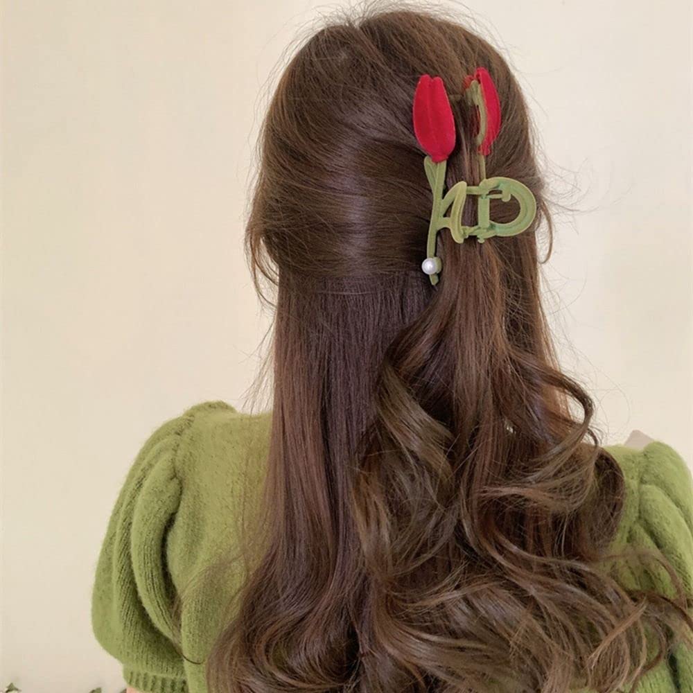 Flocking Tulip Hair Clip Velvet Hair Claw Hairpin Grab Clip Shark