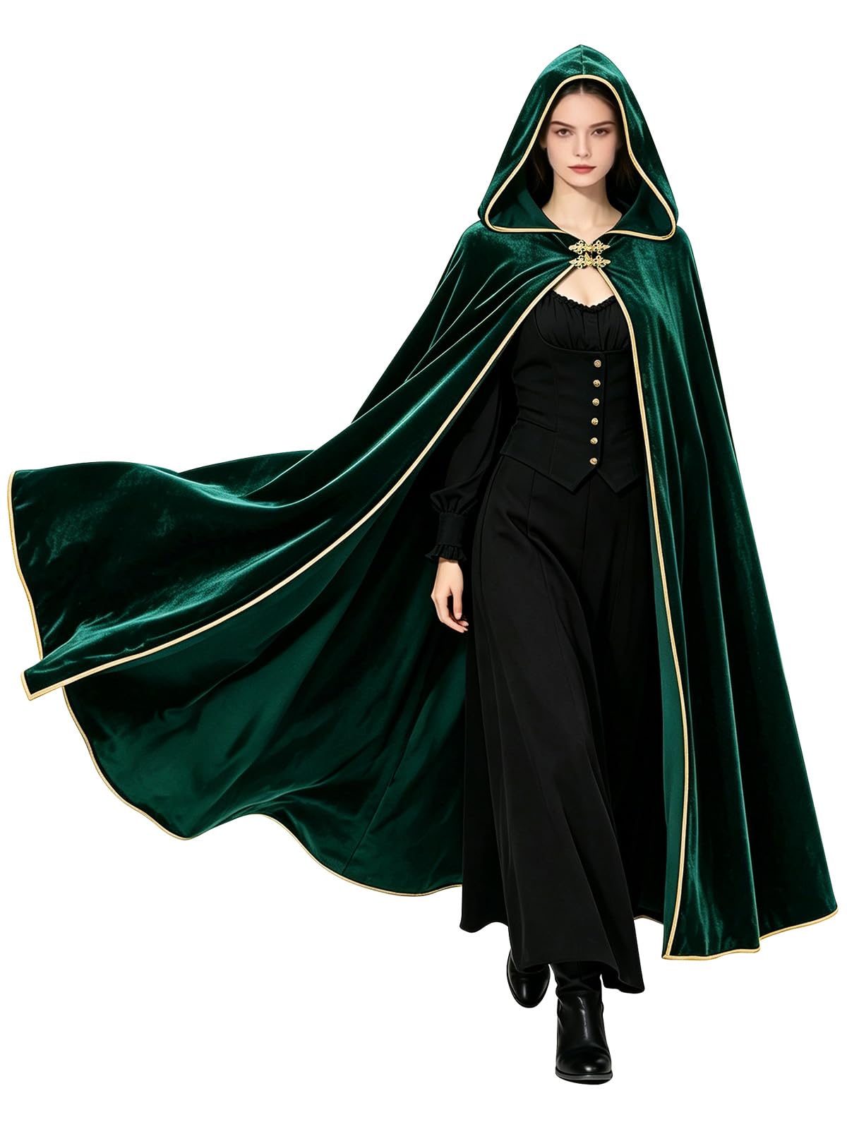 KOMEIANA Medieval Costume Cloak with Hood Women Renaissance Hooded Cape