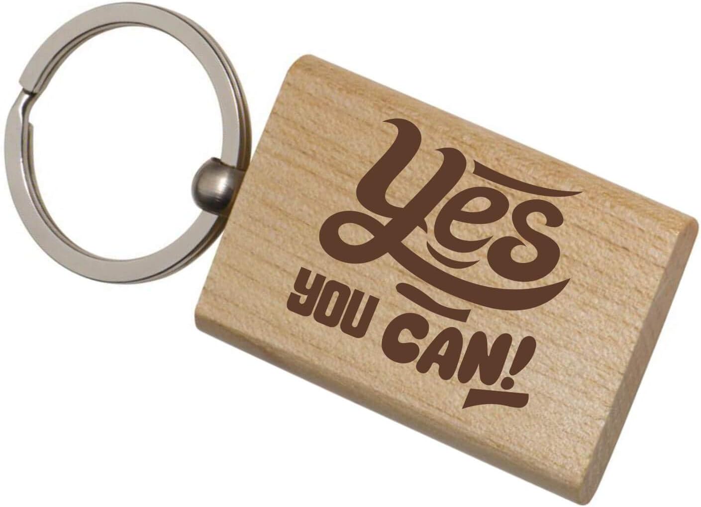 YaYa cafeTheYaYaCafe YaYa Cafe Wooden Keyrings Motivational Quotes Yes You Can Engraved Keychain for Men Women Car Bike Home - Rectangle