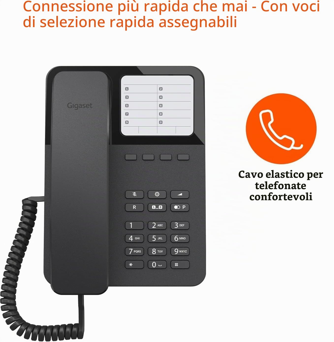 Gigaset DESK 400 Telefono analogico Nero (Desk 400 Analog Telephone - Black - Warranty: 12M)