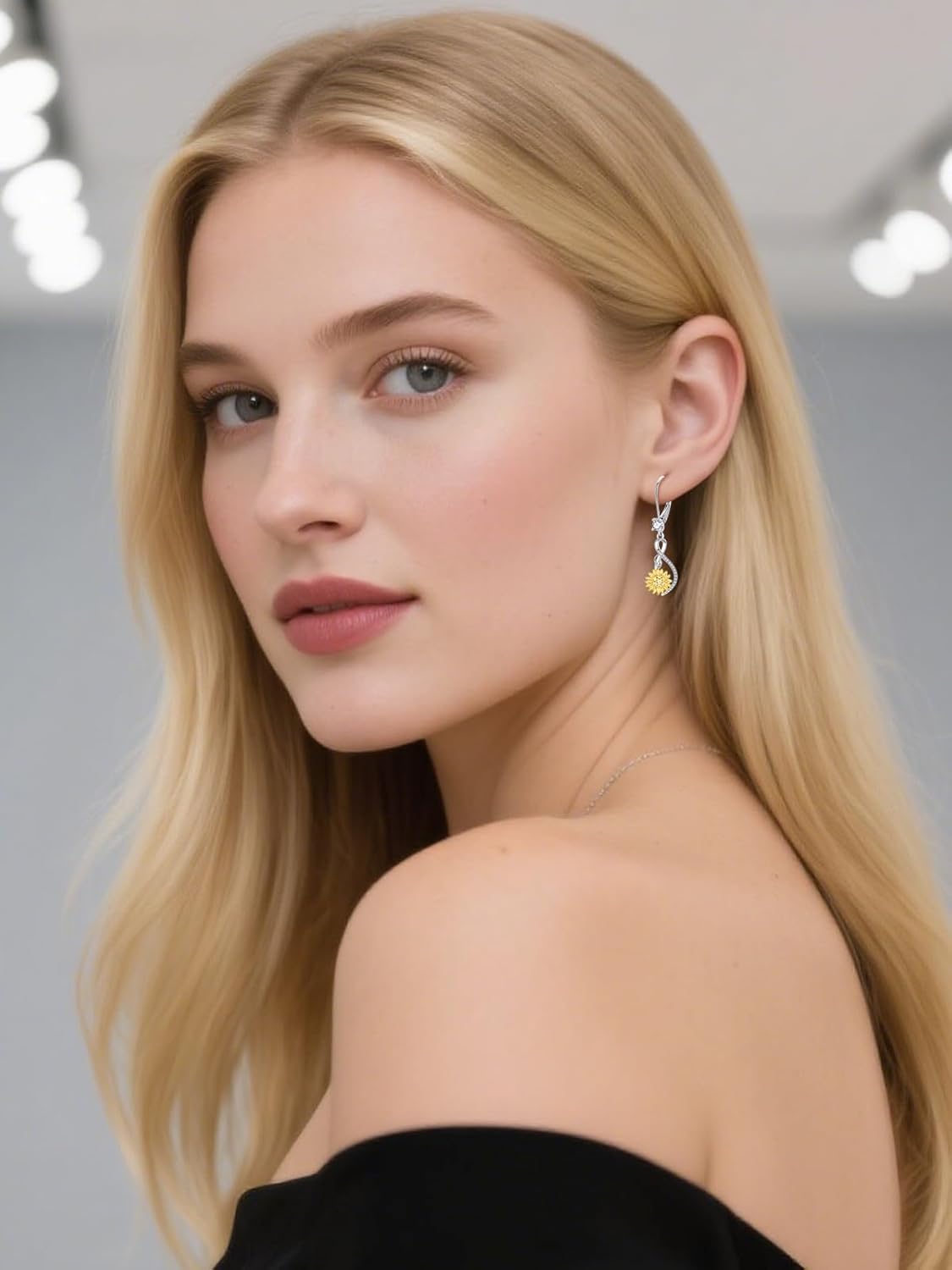 Sunflower Dangle Drop Earrings for Women 925 Sterling Silver Sunflower Dangling Leverback Earring Anniversary Birthday Jewelry Gifts - Image 5