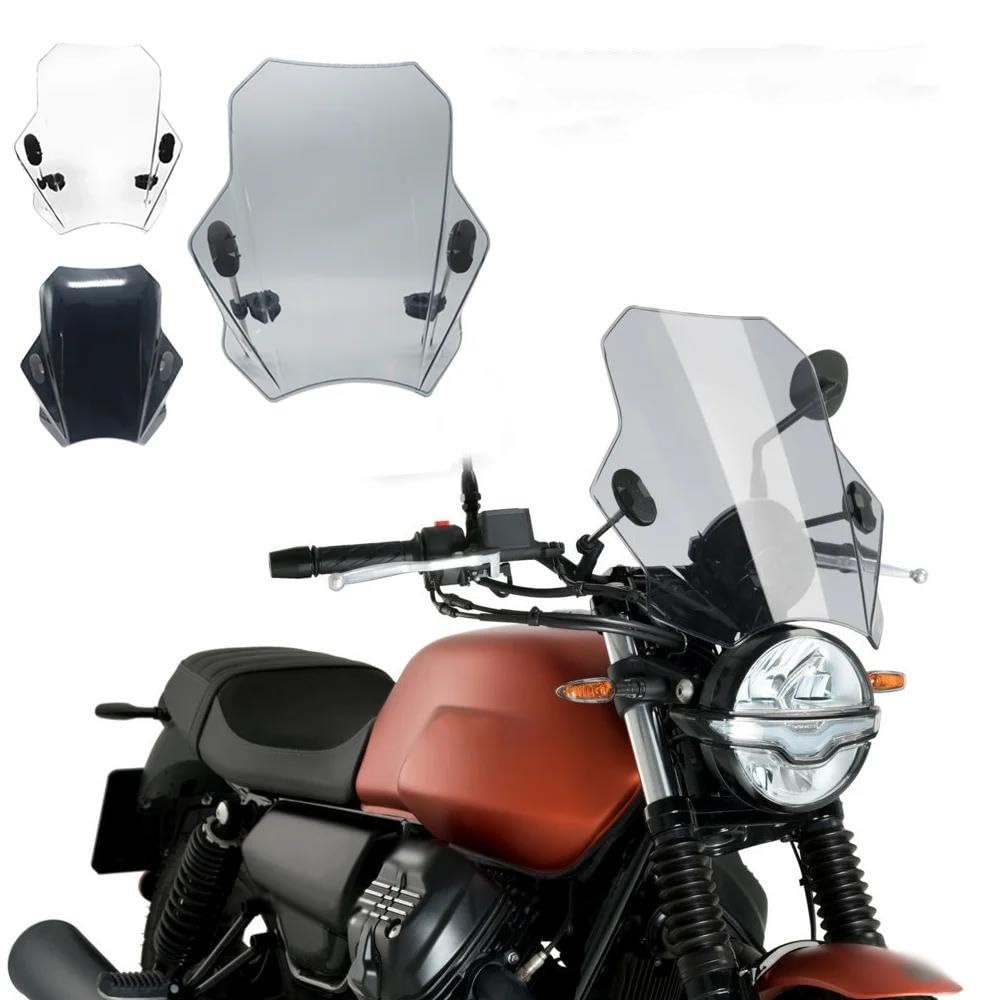 Pare-brise Universel Pour Moto EBTOOLS - Support écran 5 à 7 Pouces - Alliage Aluminium Et PC - Protection Vent Et Débris (Marron)