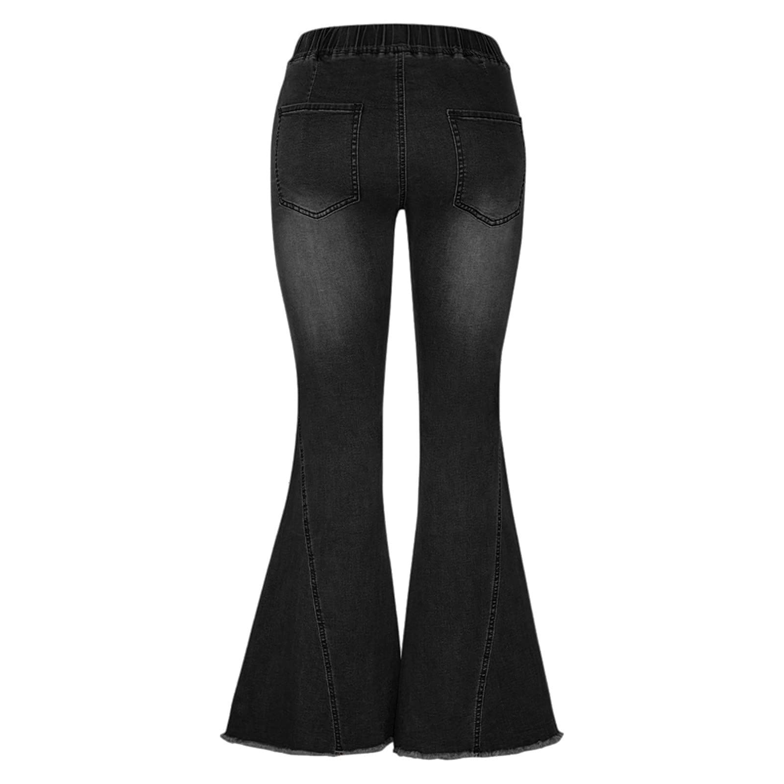 Genérico Jeans Mujer Mom Fit Elásticos Bolsillos Pantalones Deporte Bootcut Mezclillas Cintura Deportes Campana Vaqueros Elefante Monocolor de Mezclilla para con Alta Elasticidad y Lavado a la
