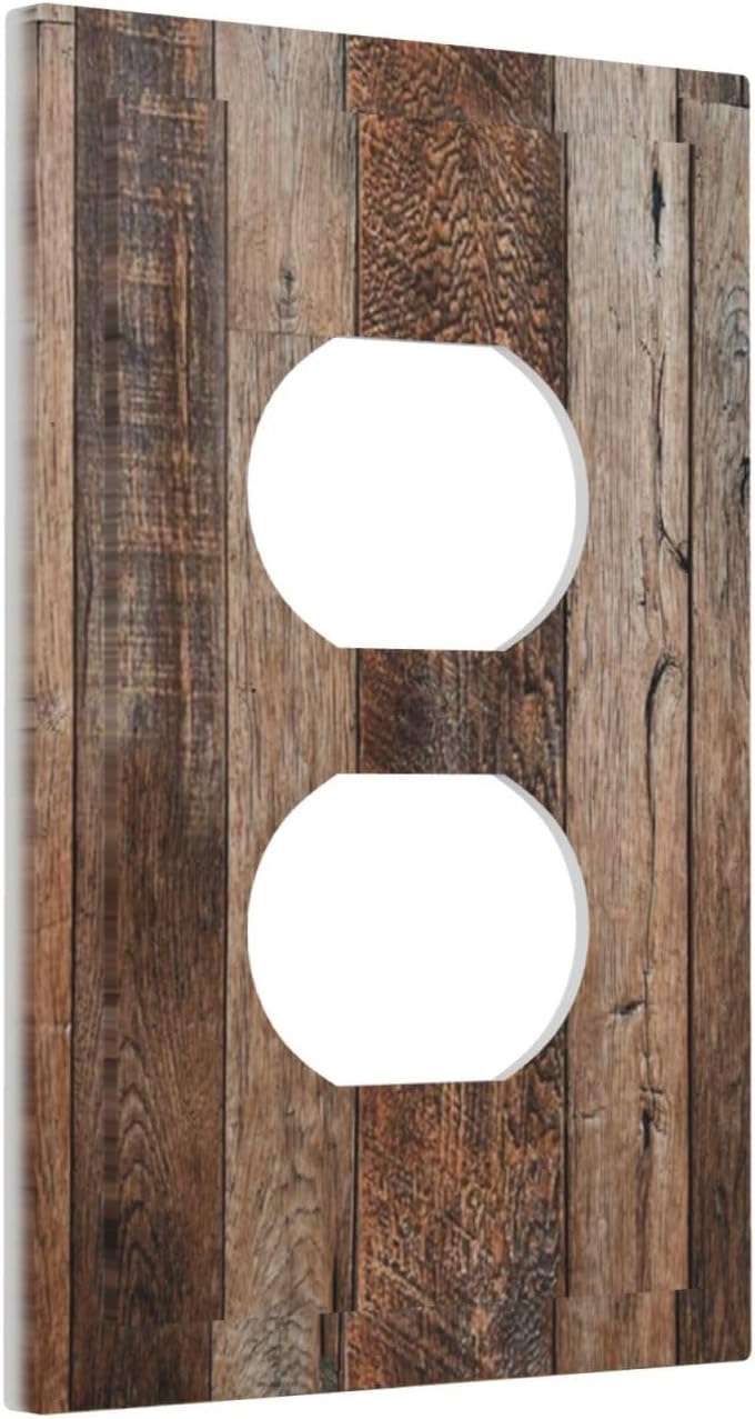 Outlet Covers Rustic Wood Texture Brown Plank Country 1 Gang Duplex Light Switch Cover Decorative Switch Plates Electrical Receptacle Faceplate Wall Plate For Farmhouse Cabin Decor