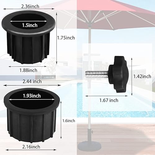 Miniatura 3 de Paraguas de patio base de sombrilla soporte agujero anillo tapa tapa inserto con botones de ajuste traje para diámetro 2 pulgadas poste de paraguas